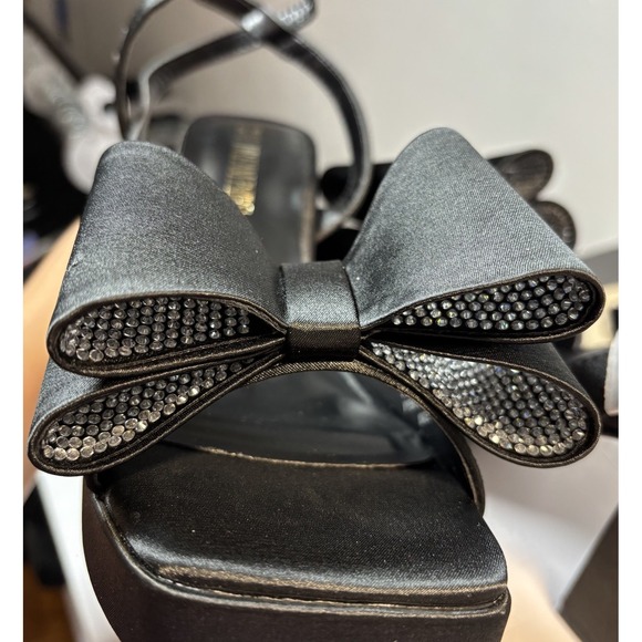 SHEIN Platform Rhinestone Bow Satin‎ Sz 8.5 Party Formal Business Office Prom - Picture 5 of 7